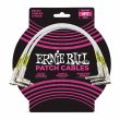 ERNIE BALL 6055 WHITE CABLE - 0.30 METRES (1FT) - 6.3 MM JACK ANGLED/CHANNELLED