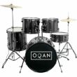 OQAN QPA-10 JUNIOR CHILDREN'S DRUMBACKS 5Pcs BLACK - INCLUDES CASE PEDAL STOOL SUPPORTS A PAIR OF BARS